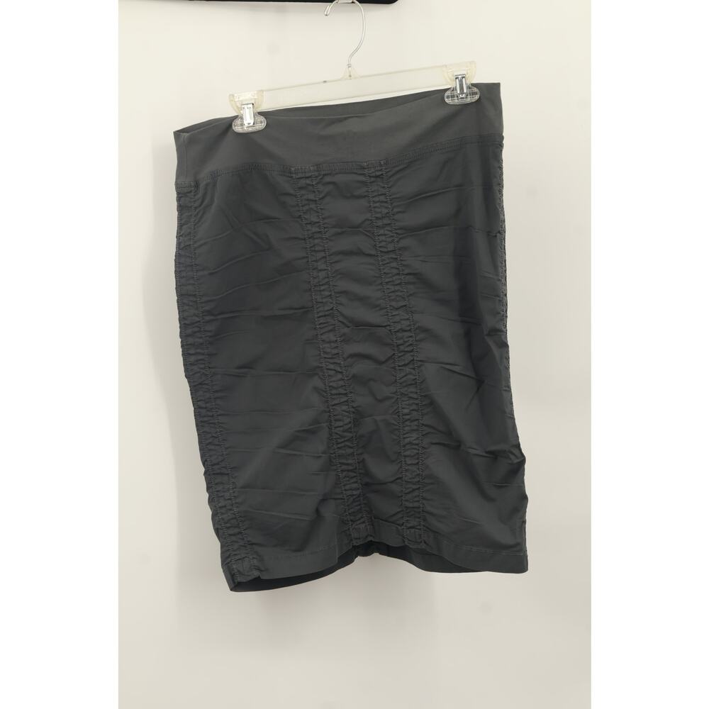 XCVI Womens Ruched Gothic Cotton Trace Maxi Skirt High Waist Size L Gray